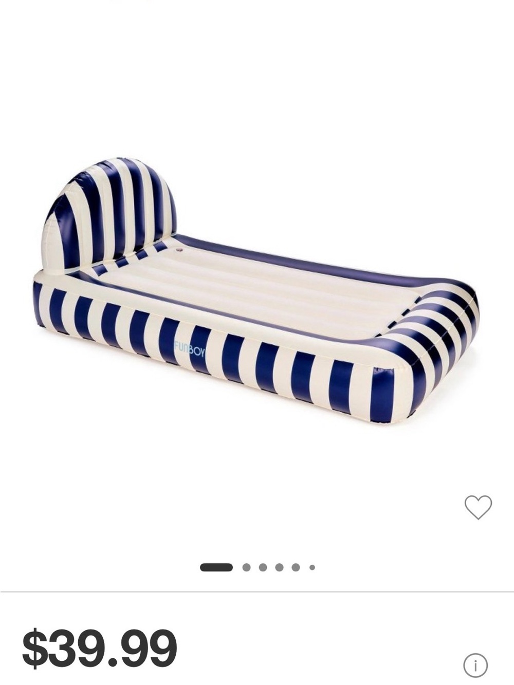 NWT Striped Inflatable Lounger Mattress in Navy and White